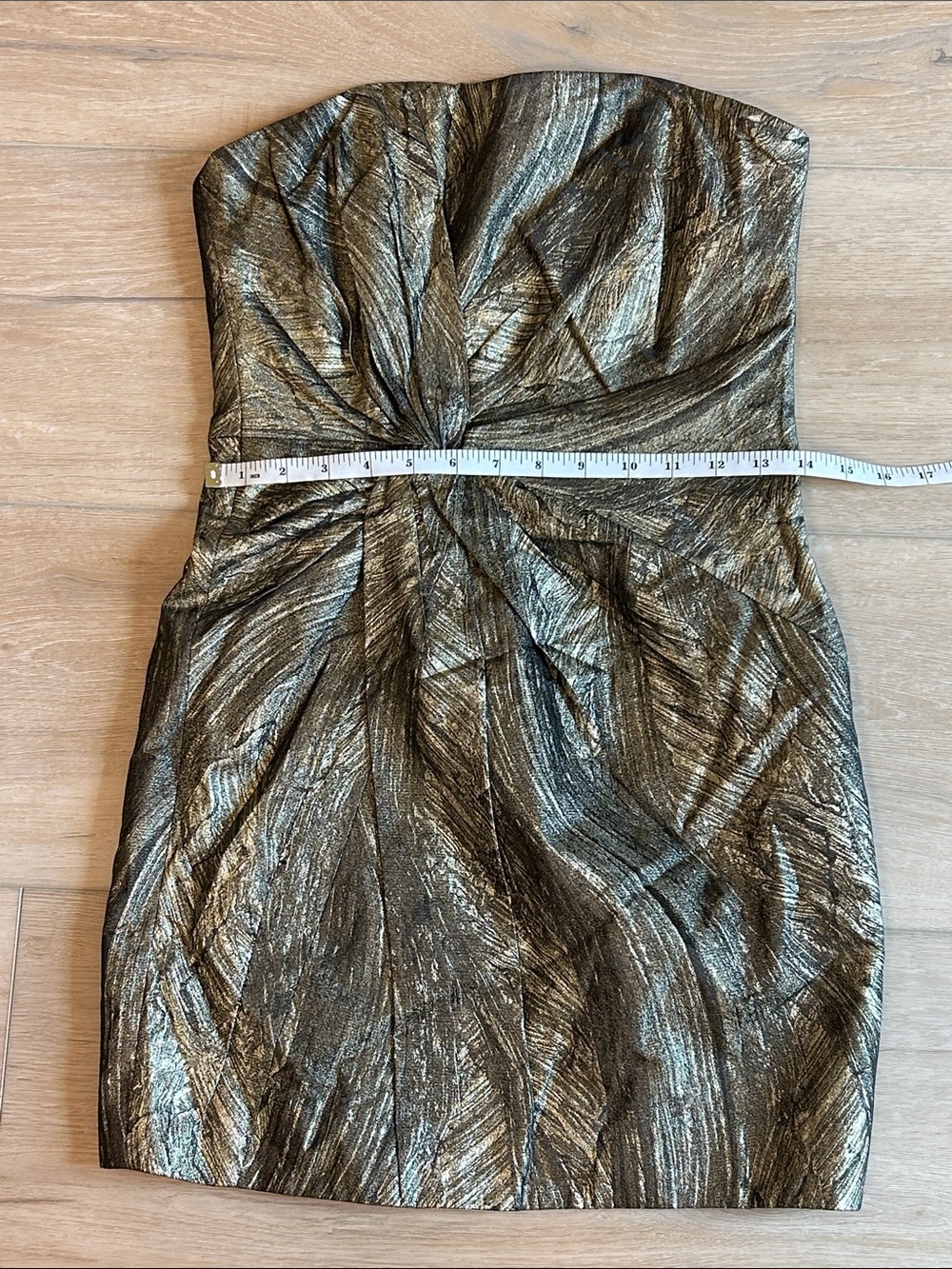 Haute Hippie Metallic Gold & Black Twist Front Strapless Mini Dress Small - Picture 14 of 16